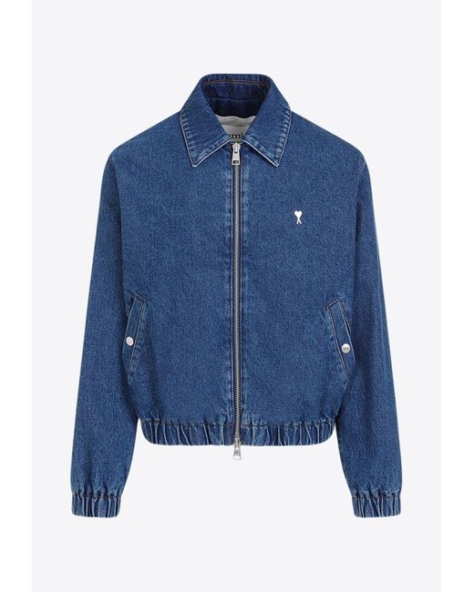 Ami Paris Adc Zipped Denim Jacket in Blue for Men | Lyst