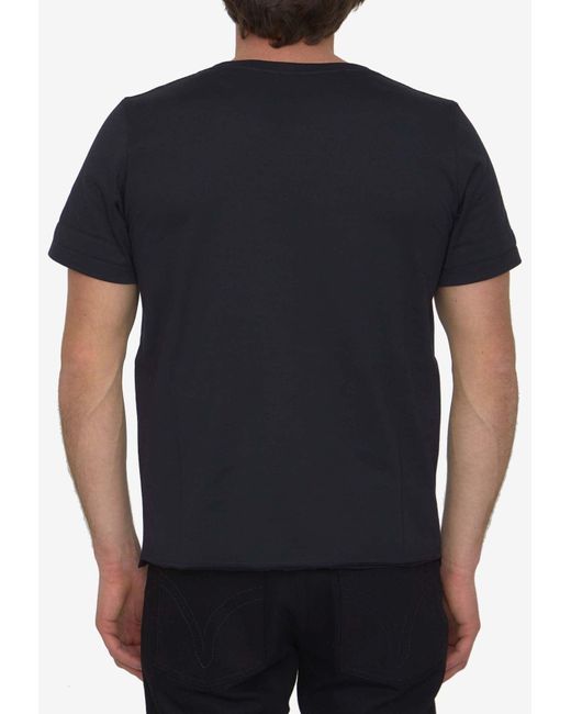 Saint Laurent Black Crewneck Printed Logo T-Shirt for men