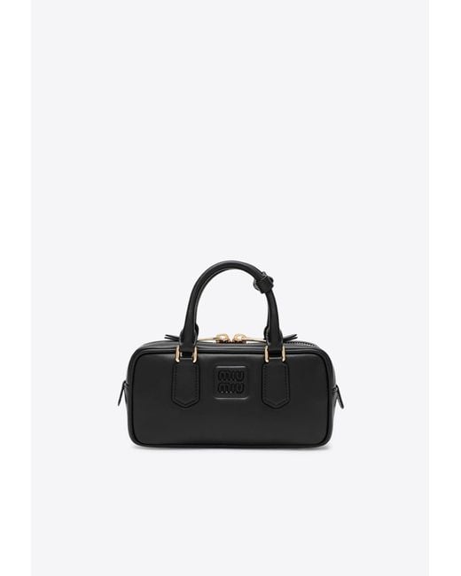 Miu Miu Black Arcadie Leather Top Handle Bag