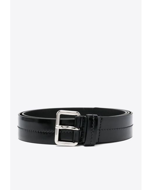 Prada Black Logo Engraved Leather Belt for men