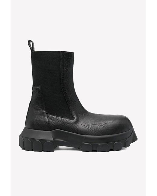 Rick Owens Beatle Bozo Chelsea Leather Boots in Black for Men | Lyst