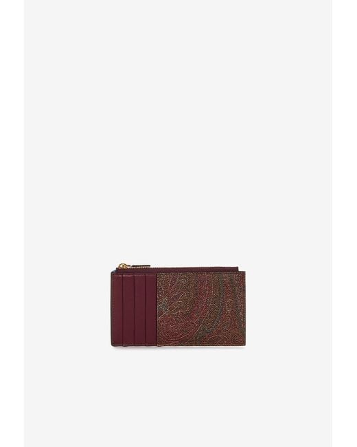 Etro Brown Pegaso-Embroiderd Cardholder