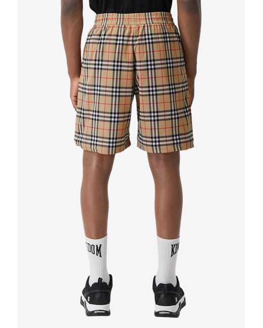 Burberry White Vintage Check-Printed Shorts for men