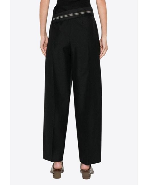 Fendi Black Classic Wool And Mohair Pants