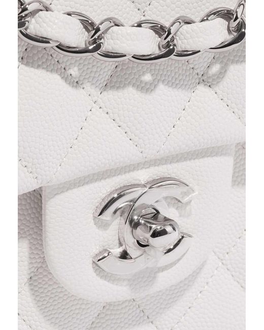Chanel Medium Timeless Shoulder Bag In White Caviar Leather With Silver  Hardware