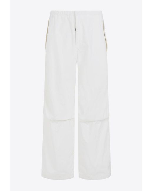 Jil Sander Knee-pleated Wide-leg Pants in White for Men | Lyst
