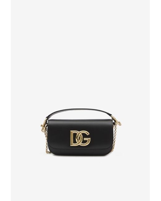 Dolce & Gabbana Black 3.5 Dg Logo Leather Top Handle Bag