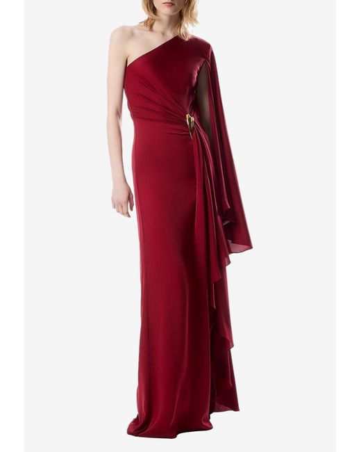 Tom Ford Red One-Shoulder Draped Maxi Dress