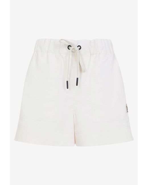 Moncler White Logo Patch Mini Shorts