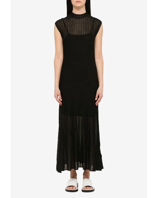 Calvin Klein Black Sheer Ottoman Long Dress