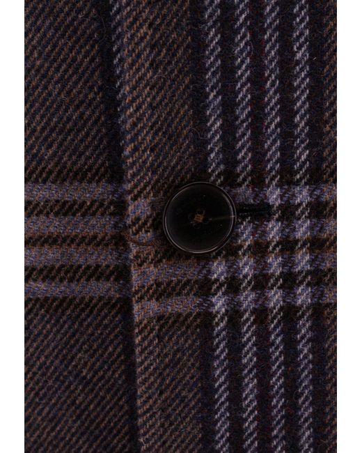 Etro Blue Single-Breasted Check Pattern Coat for men