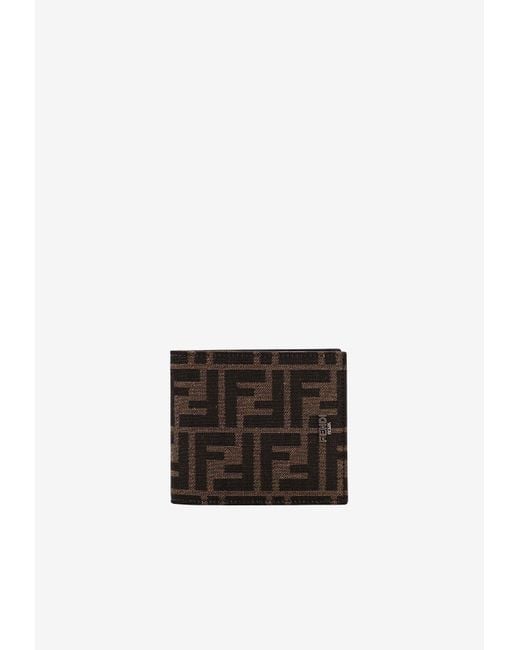 Fendi White Ff Jacquard Leather Wallet for men