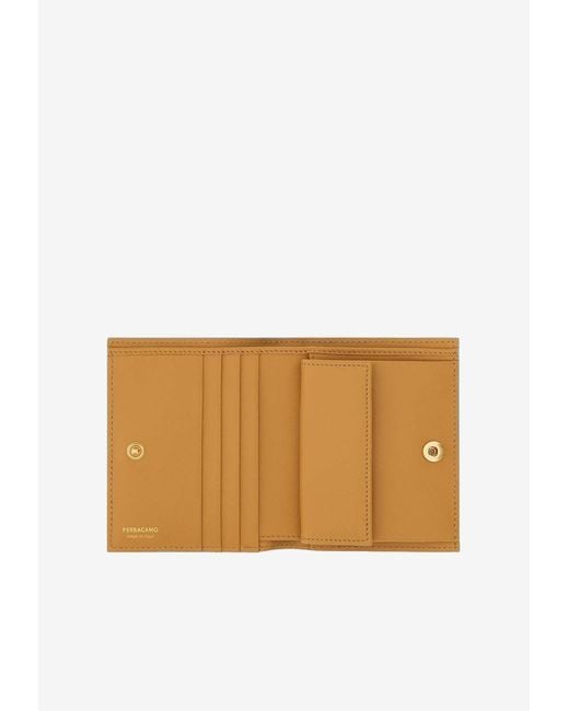 Ferragamo Blue Logo Stamp Compact Wallet