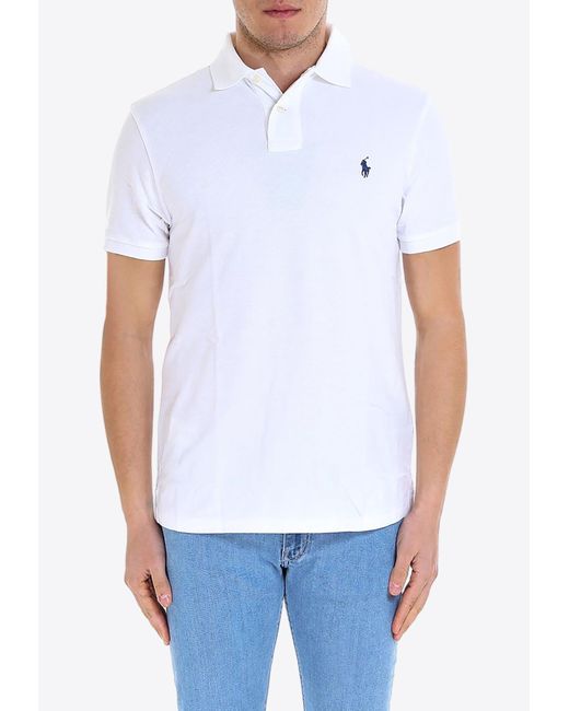 Polo Ralph Lauren White Logo Embroidered Polo T-Shirt for men