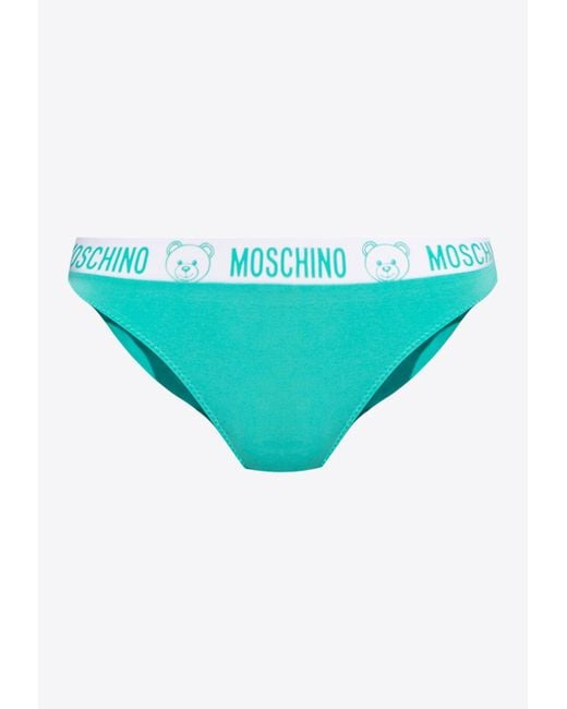 Moschino Blue Underbear Rubber Logo Briefs