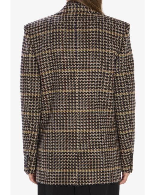 Saint Laurent Black Wool Check Oversized Jacket