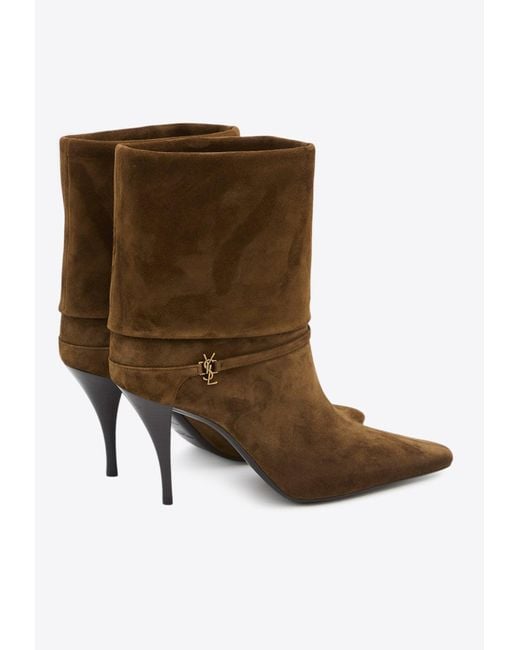 Saint Laurent Brown Niki 90 Suede Ankle Boot