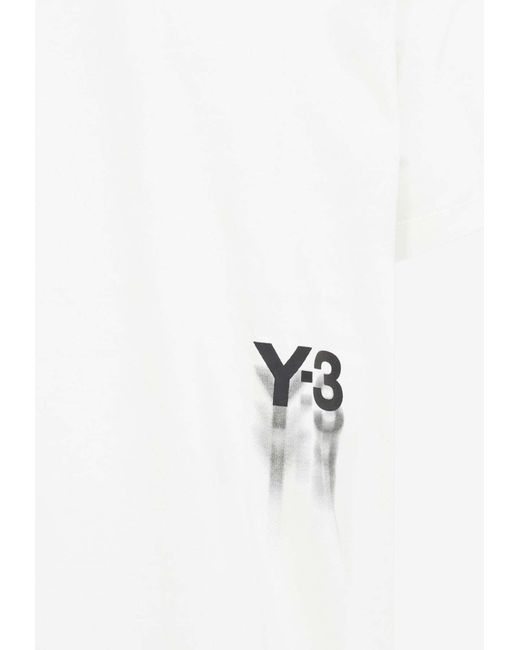 Y-3 White Logo-Printed Crewneck T-Shirt for men
