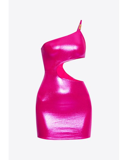 Moschino Pink Lamé Cut-Out Mini Beach Dress