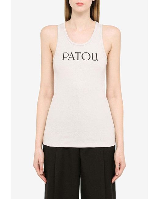 Patou Logo-printed Sleeveless Top in White | Lyst