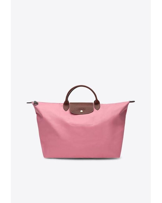 Longchamp Pink Large Le Pliage Original Top Handle Bag