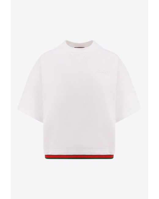 Gucci Blue Embossed Logo Boxy T-Shirt