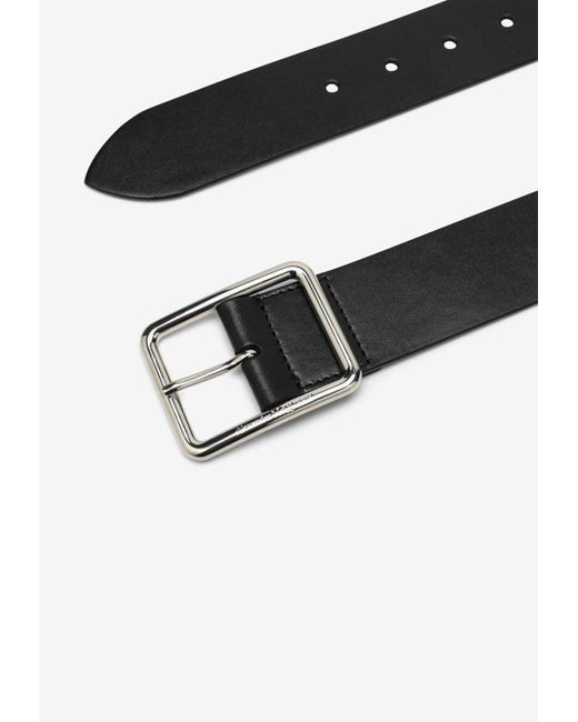 Alexander McQueen Black Logo Buckle Leather Belt for men