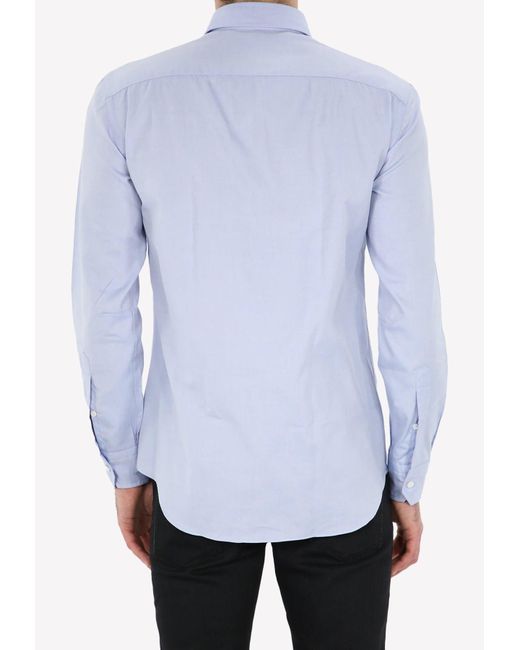 Salvatore Piccolo Blue Pin-Point Cotton Shirt for men