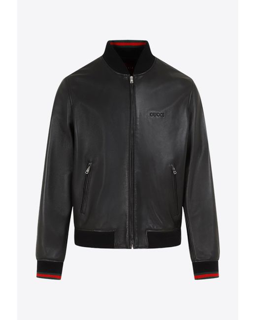 Gucci Black Leather Jackets for men