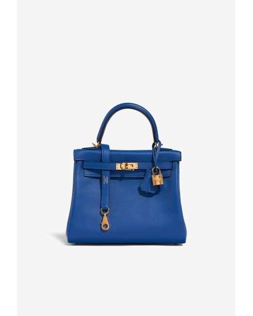 Hermès Blue Kelly 25 In Bleu De France Swift Leather With Gold Hardware