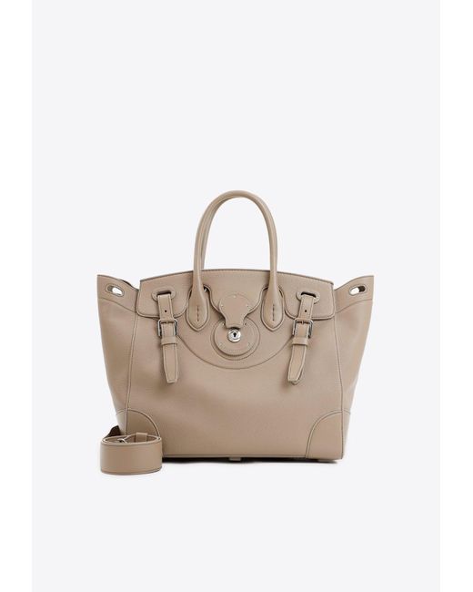 Ralph Lauren Natural Ricky Top Handle Bag In Leather