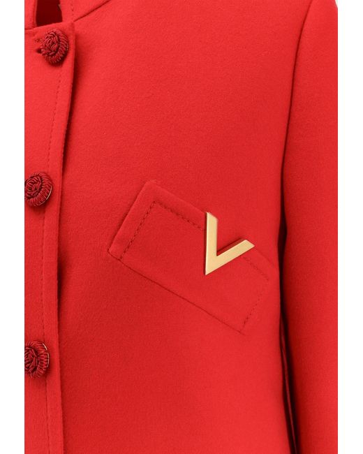 Valentino Red Wool And Cashmere Single-Breasted Coat