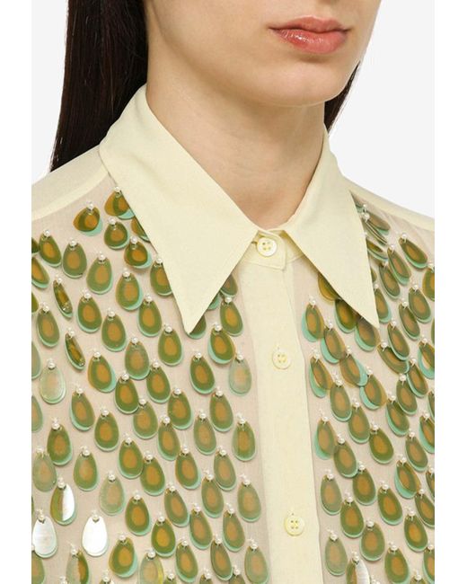 Dries Van Noten Natural Sequin Embellished Shirt