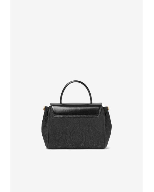 Versace Black La Medusa Lurex Cloquet Handbag