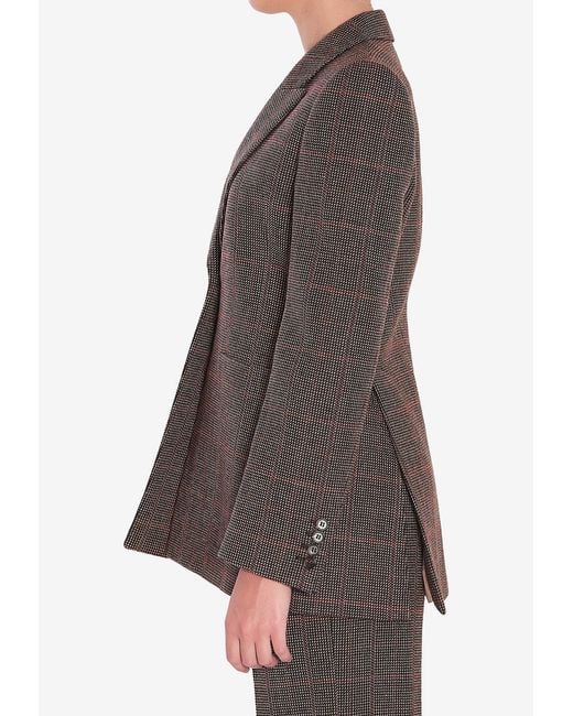 Chloé Gray Checked Wool Tailored Jacket