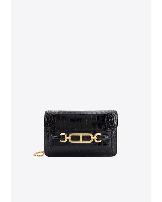 Tom Ford White Small Whitney Croc-Embossed Leather Clutch