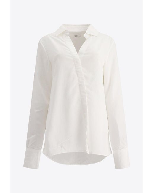 Saks Potts White Logo-Embroidered Buttoned Shirt
