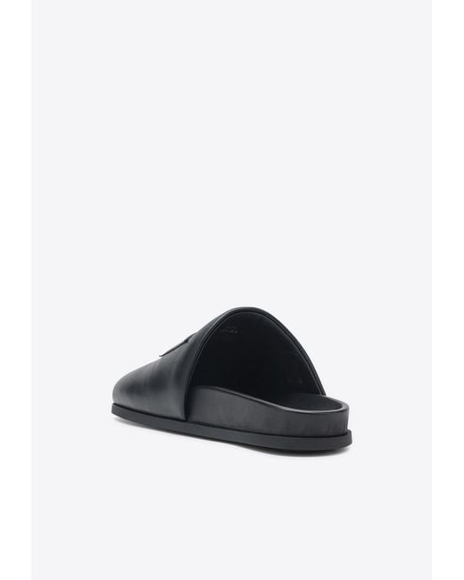 Givenchy Black Logo Label Leather Flat Mules