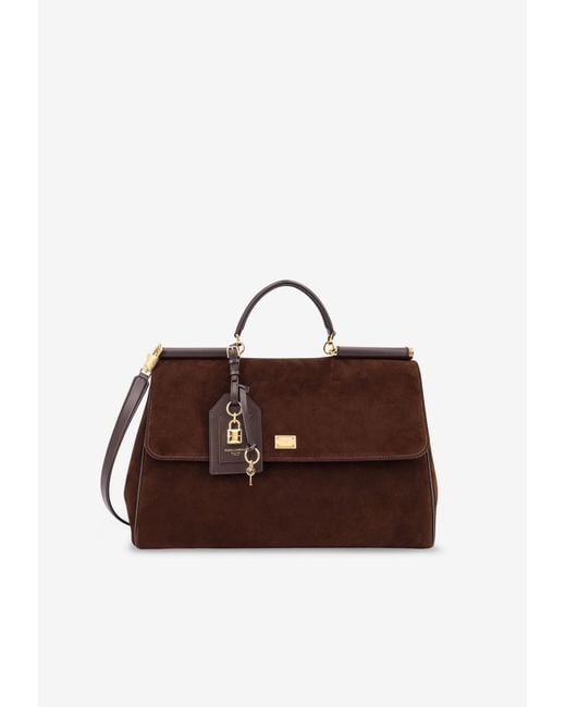 Dolce & Gabbana Brown My Sicily Suede Tote Bag