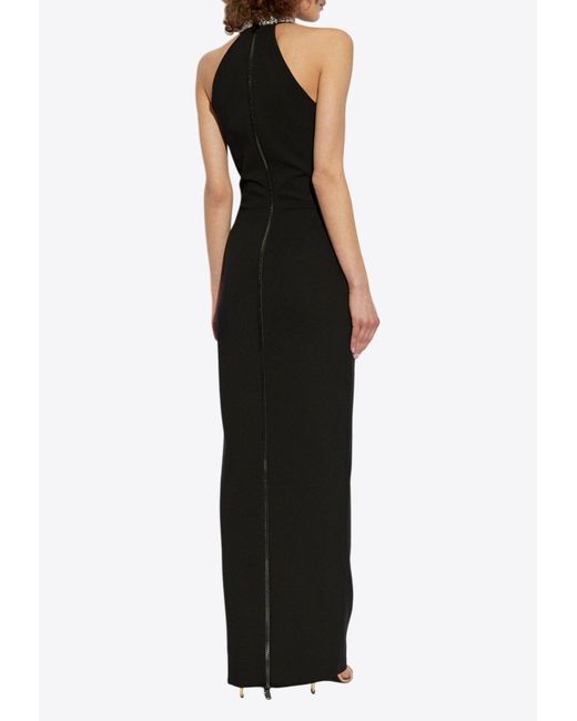 Balmain Black Crystal Embellished Maxi Dress