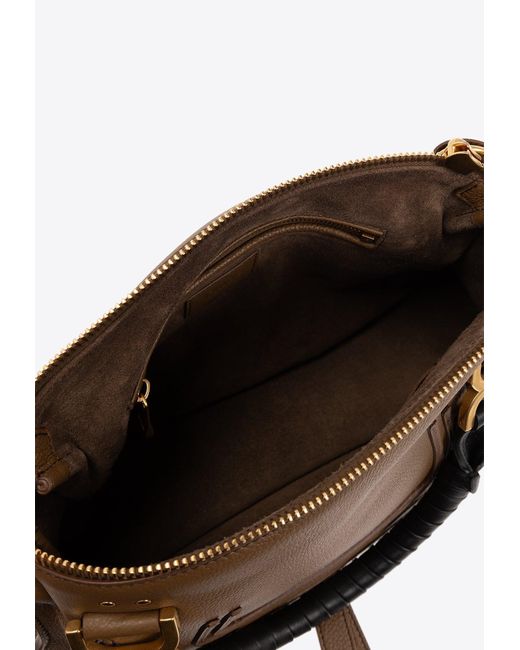 Chloé Brown Medium Marcie Grained Leather Top Handle Bag