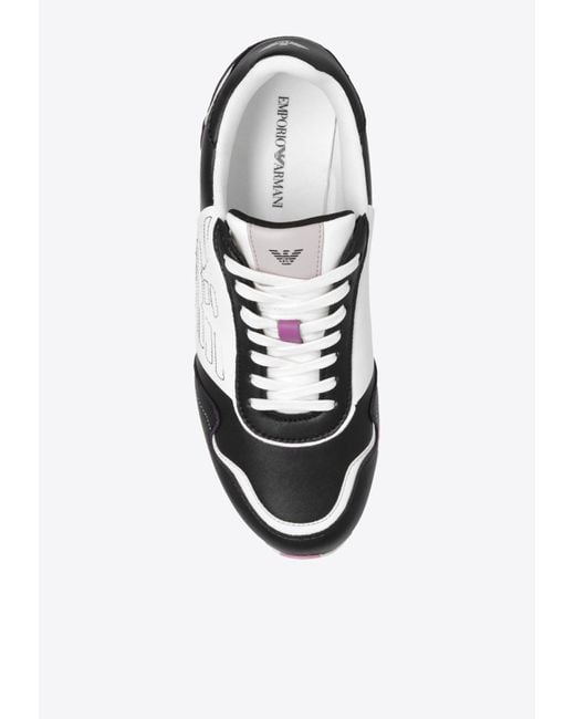 Emporio Armani Black Embroidered Logo Low-Top Sneakers