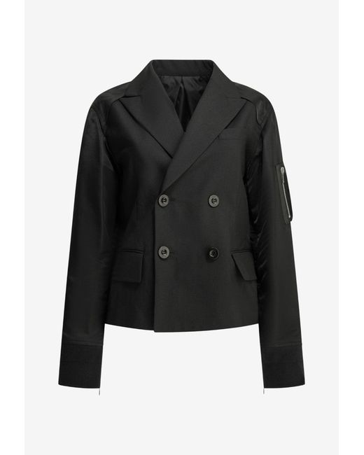 Sacai Black Double-Breasted Buttoned Blazer