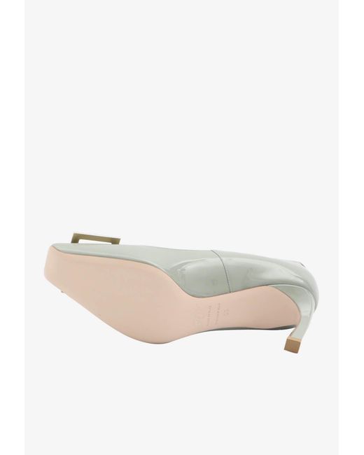 Roger Vivier White Trompette 70 Patent-Leather Pumps