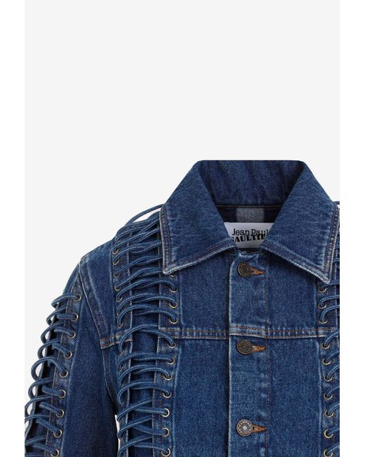 Jean Paul Gaultier Blue Laced-Up Denim Jacket