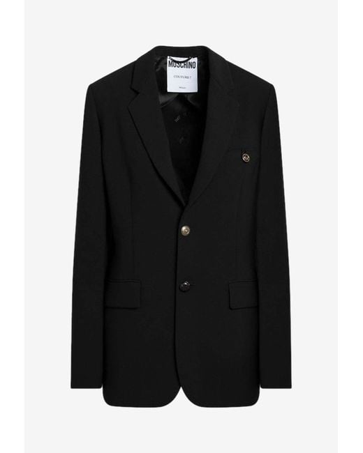 Moschino Black Single-Breasted Buttoned Jacket