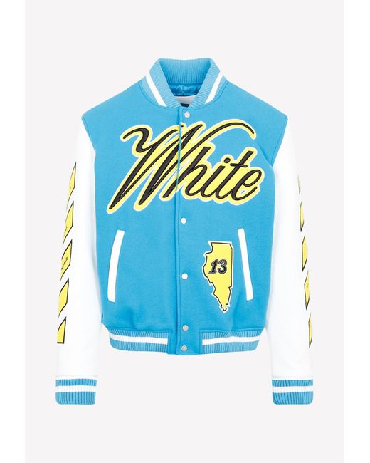 Off-White c/o Virgil Abloh Blue Vars World Leather Jacket for men