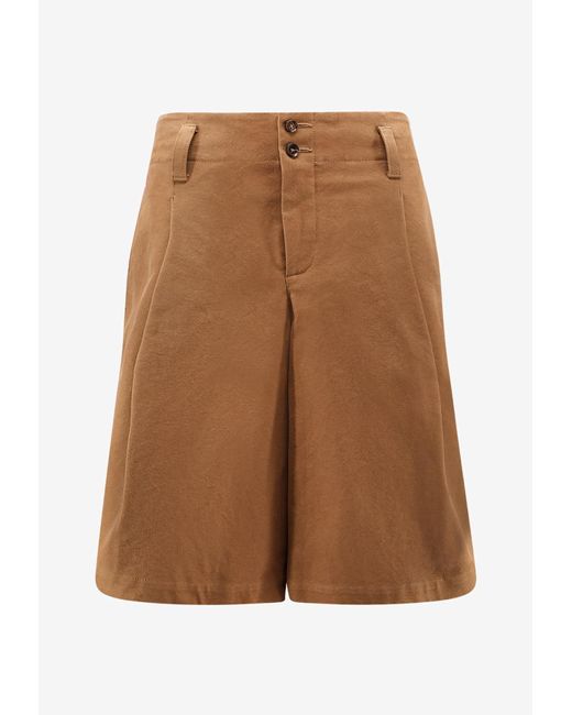 Chloé Brown Canvas Wide-Leg Shorts