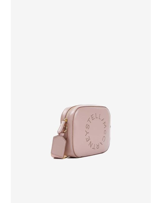 Stella McCartney Pink Mini Perforated Logo Camera Bag