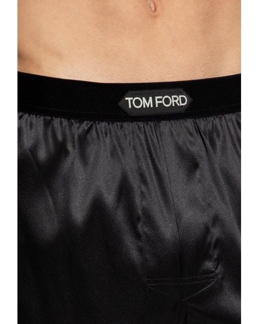Tom Ford Black Logo Jacquard Silk Boxers for men